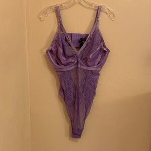 Lavender Lace Chemise Bodysuit with Adjustable Straps